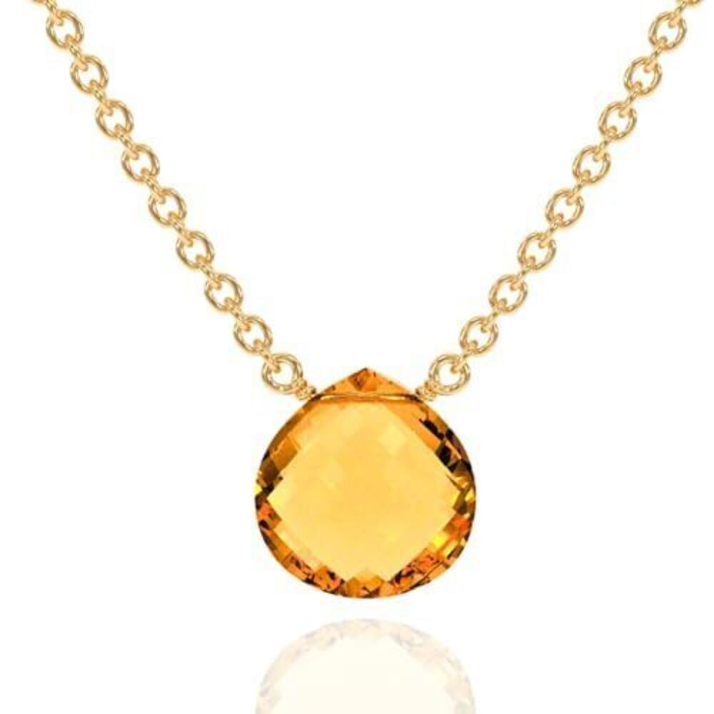 1947 Citrine Necklace , Premium Gold Heart Necklaces - Tarnish Free 18K
